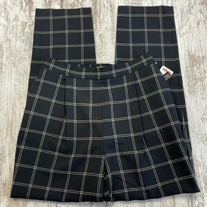 Bar III NWT Black White Window Pain Pull On High Waist Dress Pants Size Small